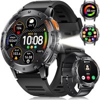 Montre Connectée Homme (2 Bracelets) - Appel Bluetooth/Led Lampe, Écran Amoled 1,43"", Étanché Ip68, 100+ Modes Sportifs, D'Extérieur Montre