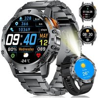 Montre Connectée Homme Avec 500Mah/1.43"" Amoled/Led Lampe, Smartwatch Homme Avec Appel Bluetooth/110+ Sportifs/Moniteur De Fréquence Cardiaque Et