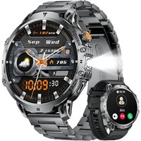 Montre Connectée Homme Avec Appel Bluetooth, 1,85"" Grande Smartwatch Avec 1000Mah Batterie, Led Lampe Torche, 100+ Sportmodi, Fréquence Cardiaque,