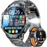 Montre Connectée Homme Avec Appel Bluetooth, 1,85"" Grande Smartwatch Avec 1000Mah Batterie, Led Lampe Torche, 100+ Sportmodi, Fréquence Cardiaque,