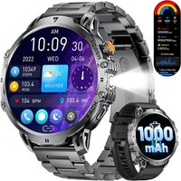 Montre Connectée Homme Avec 1000Mah/1,85'' Hd Grand Écran/Led Lampe,Smartwatch Homme Avec Moniteur De Fréquence Cardiaque Et Sommeil/110+ Modes