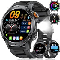 Montre Connectée Homme, Appel Bluetooth Et Assistant Vocal, Batterie 1000 Mah, Lampe Torche Led, Grand Écran 1,75"", 100+ Modes Sportifs, Smartwatch