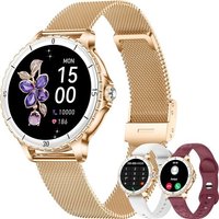 Montre Connectée Femme Ronde Avec Appel Bluetooth, 1,27"" Podomètre Smartwatch Etanche Ip68 Avec 100+ Modes Sport, Fréquence Cardiaque, Spo2, Sommeil