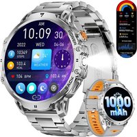 Montre Connectée Homme 1000 Mah Batterie/1.85'' Hd Grand Écran Smartwatch Avec Led Lampe,Ip68 Étanche Montre Fitness Avec 24/7 Fréquence