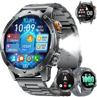 Montre Connectée Homme Avec Appel Bluetooth-1000Mah Batterie,1.75"" Hd Grand Écran/Led Lampe,24/7 Sommeil/Fréquence Cardiaque,110 Sportifs Ip68