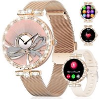 Montre Connectée Femme Ronde,1,19"" Amoled Smartwatch Femme Avec Appel Bluetooth,Fonction Féminine Ip68 120+ Modes Sportifs Podometre,Diamond Montre