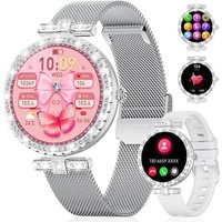 Montre Connectée Femme Ronde,1,19"" Amoled Smartwatch Femme Avec Appel Bluetooth, Fonction Féminine Ip68 120+ Modes Sportifs Podometre, Diamond