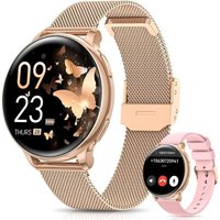 Montre Connectée Femme Avec Appel Bluetooth, 1.27"" Hd Smartwatch Fonction Féminine, 120+ Modes Sportifs, 24H Fréquence Cardiaque, 24H Spo2, Sommeil,