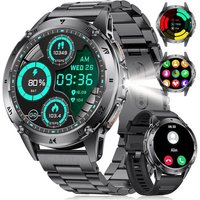Montre Connectée Homme, 1.43'' Smartwatch Homme Avec Appel Bluetooth/Led Lampe/530 Mah Batterie/110+ Modes Sportifs, 24/7 Moniteur De Fréquence