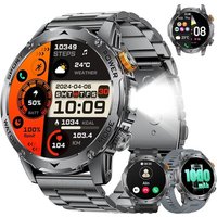 Montre Connectée Homme Avec 1,75'' Hd Écran/Led Lampe/1000Mah Batterie,Smartwatch Homme Avec 100+ Modes Sportifs/Ip68,24/7 Moniteur De Fréquence