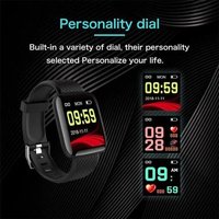 ID116Plus HR Smart Bracelet Test de Fréquence Cardiaque waterproof et anti-perdu rappel de message et appel noir