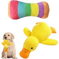 Lot De 2 Jouets Anti-Stress En Forme De Canard Pour Chiens-19,1 X 20 Cm-Jaune