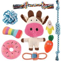 9 Pack Deluxe Squeaky Toys For Small Puppies,Plush Chew Toys For Small Dogs,Ball And Other Rope Chew Toys,For Small Medium Dogs