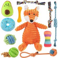 11 Pack Deluxe Squeaky Toys For Small Puppies,Plush Chew Toys For Small Dogs,Ball And Other Rope Chew Toys,For Small Medium Dogs