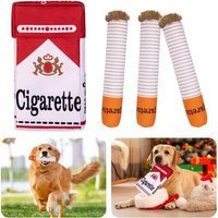 Interactive Dog Toy In The Shape Of Cigarette,3 Pieces Cigarettes Dog Toys,Squeaky Toy With A Box,Interactive Dog Toy For Small And Medium Dogs