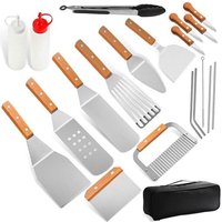 20 Pièces Kit Barbecue PortableAccessoires de Barbecue en Acier inoxydableBBQ Outils Ustensiles, pour Le Camping, Jardin, Extérieur, Randonnée et