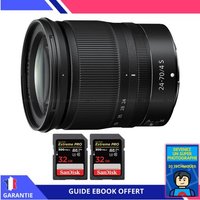 Nikon Z 24-70mm f/4 S + 2 SanDisk 32GB UHS-II 300 MB/s + Ebook 'Devenez Un Super Photographe'