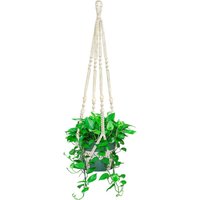 Suspension En Macramé Pour Plantes D'intérieur Et D'extérieur,90 Cm Avec Perles En Bois,Support De Plante Suspendu Fait À La Main En Corde De Coton