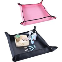 Lot De 2 Tapis De Rempotage Imperméables Pour Plantes Grasses D'intérieur-Tapis De Rempotage Portable Noir Et Rose