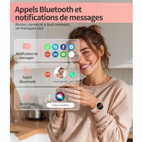 Montre Connectée Femme Appels Téléphonique Pour Android Ios 1,27"" Hd Rose Doré Acier Inoxydable Smartwatch Ronde,Fréquence Cardiaque,Moniteur De