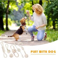 Set De Jouets À Mâcher: 6 Pièces Coton Et Lin Naturels,Robuste Et Durable,Pour Chiens Petits À Moyens,Amusement Intérieur Et Extérieur (Beige Lin)
