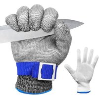 Gants Anti-Coupure Niveau 9-Protection pour Cuisine,Huître,Boucherie-Maille en Acier Inoxydable pour Découpe de Viande (Taille M)