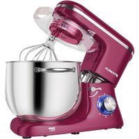 Robot Pâtissier, Robot De Cuisine Professionnel 1400 W 8 L, Robot Pétrin Avec Fouet, Batteur Et Crochet Pétrisseur, 6+P Vitesses (Violet Foncé)