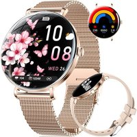 Montre Connectée Femme, 1.43"" HD AMOLED Smartwatch avec Android iOS, Appel Bluetooth, Santé Au Féminin/100+ Modes Sport,100+ Cadrans, Rappel