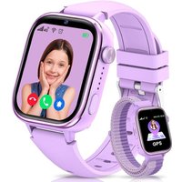 4G Montre Connectée Enfants avec GPS et Téléphone, Appels Vidéo, Messages, Mode École, Appel d'urgence SOS, Étanche IP68, Réveil, Podomètre, Musique