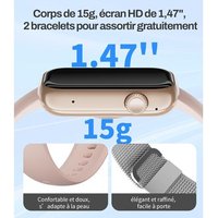 Montre Connectée Femme Légère avec Appel 1.47'' Écran Tactile HD 100+ Modes Sportifs IP68 Étanche Podomètre Sport Smartwatch Hommes pour Android iOS
