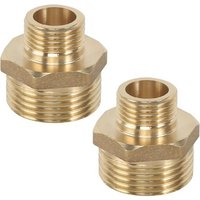 Mamelon Double Réduit 1 Pouce à 1/2 Pouce,2 Pièces en Laiton Mamelon de Réduction AG/AG Raccord Mâle à Mâle pour Chauffage Installation D'eau Potable