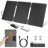 ¿Panneau Solaire Portable 30w 18v¿ 30w Chargeur Solaire, Etfe Ip67 Panneau Solaire Pliable, Dc+Usb3.0+Type-C Chargeur Solaire Portable Puissant Pour