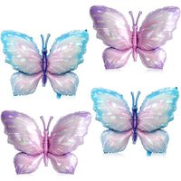 CAUC-XXL Ballons Papillon, 4 Pièces en Papier Aluminium, Bleu et Violet, Décorations pour Baby Shower, Mariage, Anniversaire Fille, Fête de Jardin