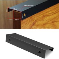 Lot de 4 poignées de porte de style moderne, très résistantes, noires mates, cachées pour porte, tiroir, armoire (trou central de 64 mm)