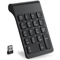 Pavé Numérique sans Fil, Clavier Numérique Ergonomique Portatif Mini avec Récepteur USB 2.4G, Pavé de Calcul de Bureau 18 Touches pour Ordinateur Portable, Surface Pro, PC (Noir)