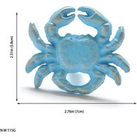 Crabe Bleu - Bouton En Fer Bleu/Blanc Pour Cuisine, 1 Pièce, Style Méditerranéen, Hippocampe, Crabe, Coquillage, Étoile De Mer, Crochet Mignon,
