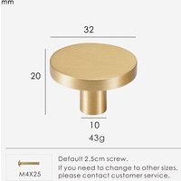 Bouton 32 Mm - Lèvent D'armoire Ronds En Laiton Massif, Crochet Simple Circulaire Pour Vêtements Muraux, 4 Tailles Disponibles, Personnalisable