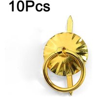 10pcs - Jaune - Mini Poignée D'anneau Vintage En Forme De Tournesol, 6 Couleurs, Poignée De Décoration, Porte D'armoire, Coffre À Bijoux, 10 Pièces