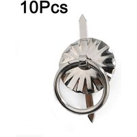 10pcs - Nickel Blanc - Mini Poignée D'anneau Vintage En Forme De Tournesol, 6 Couleurs, Poignée De Décoration, Porte D'armoire, Coffre À Bijoux, 10