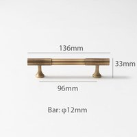 C-3727-96mm - Poignée De Barre En T En Laiton Massif, Poignées De Chambre À Coucher, Poignée De Porte D'armoire De Cuisine, Poignée De Nervure Pour