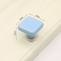 Bleu Pâle - Poignée De Porte D'armoire En Céramique Colorée, Panneau Chi Simple, Armoire, Carré, Trou Unique, Nervure, Bouchon De Bouteille
