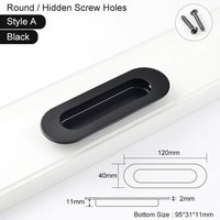 Black Round Hidden - Poignée De Porte Discrète Encastrée En Acier Inoxydable 304, Poignée De Porte Coulissante Noire, Pour Tiroir D'armoire