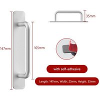 Argenté - Poignée De Porte En Aluminium Sans Poinçon, Poignées D'armoire De Cuisine, Auto-Adhésif, Toilettes, Fenêtre, Boutons De Porte Market,