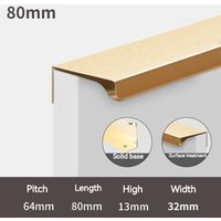 Gold Brossé 80 Mm - Poignée Invisible En Alliage D'aluminium Pour Porte De Garde-Robe, Noir, Minimaliste Moderne, Sans Poinçonnage, Poignée Sombre