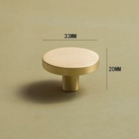 Dia Doré 33 Mm - Porte De Garde-Robe Ronde En Laiton, Simple, Style Nordique, Trou Unique, Bouton En Bois Massif, Petite Poignée Dorée