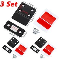Black 3 Sets Article A - Porte Magnétique Anti-Collision, Butée De Porte, Mince, Sans Poinçon, Aspiration Invisible, Dispositif Coulissant Pour