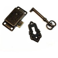 Bronze Vert - Serrure De Porte Et Tiroir En Fer Antique, Boîte À Bijoux En Bois, Serrure De Porte D'armoire + Clé De Meuble, Double Couleur En Option