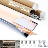 Profilé Led Angle Aluminium 10 × 2M, Profilé En V En Aluminium Découpable Channel Rail, Canal Led Et Diffuseur Led Avec Embouts, Clips De Montage En