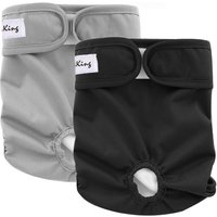 Couche Pour Chien Femelle Lavable Lot De 2 Réutilisables Culottes Hygiéniques Très Absorbantes Incontinence Périodes Physiologiques Gris Et Noir S
