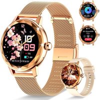 Montre Connectée Femme, Avec 2 Bracelets Ajustables, Fonction Appel/Réponse Bluetooth, Écran Tactile 1,19"" Smartwatch, Suivi 123 Modes Sportifs,